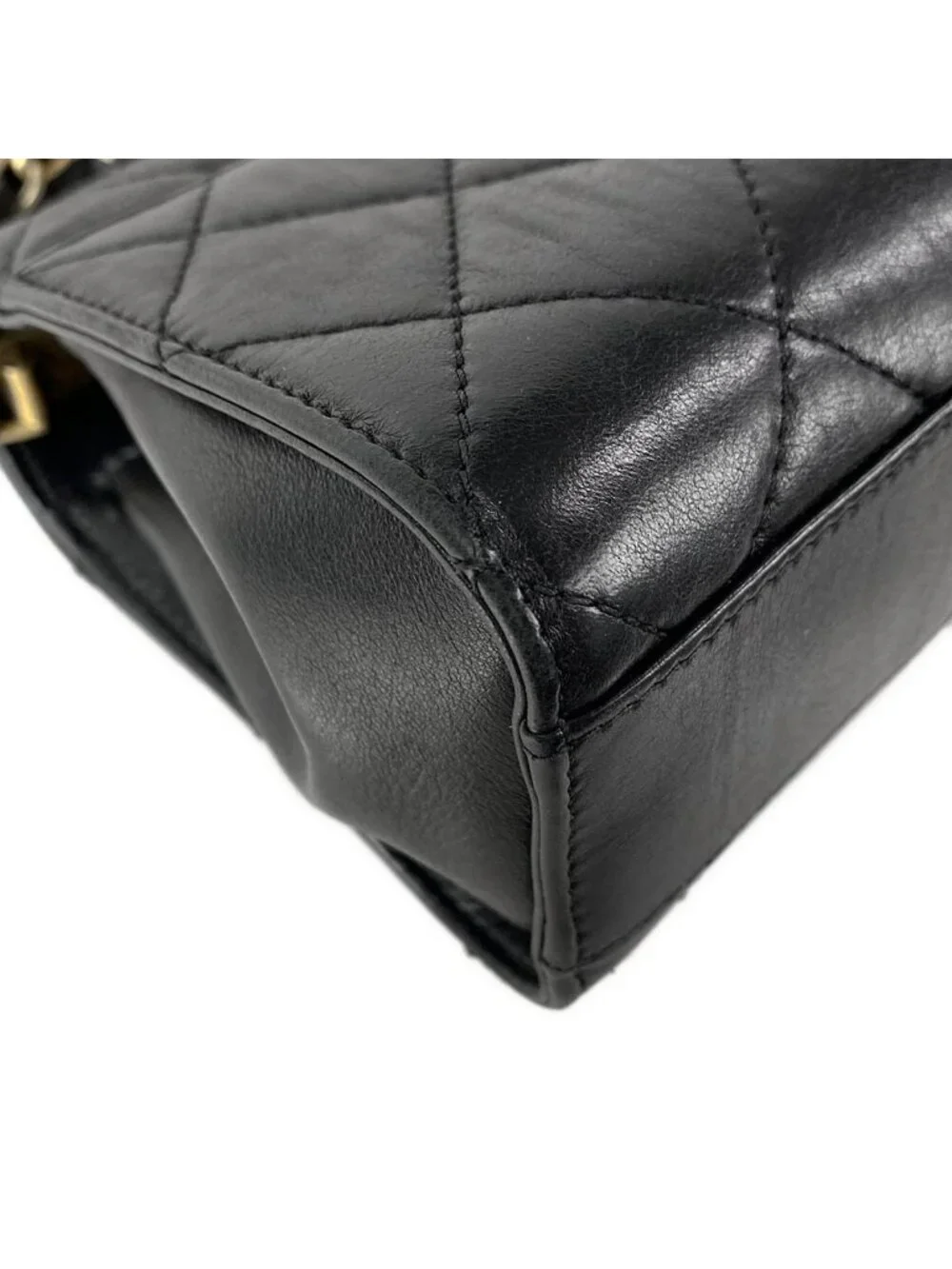 Chanel Shoulder Bag Top Handle Mini Flap Bagmatelasse Black Matte Gold 2-Way